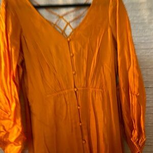 Free People burn orange silk midi dressing size 10